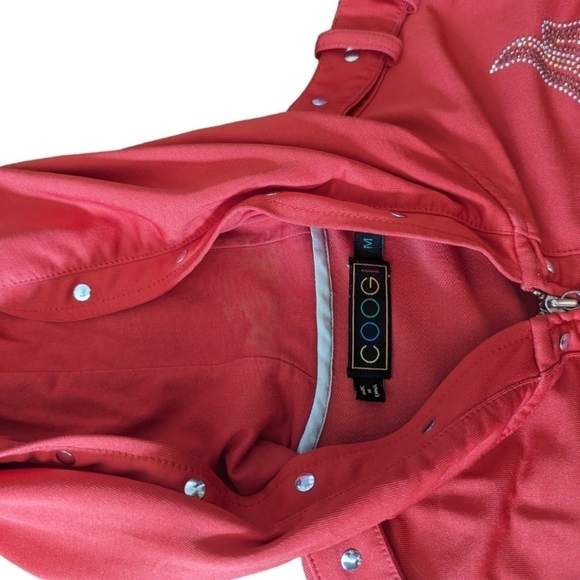 Coogi Y2K Angel Wings metallic studded red Knit hooded zip front jacket Sz M - Picture 4 of 12
